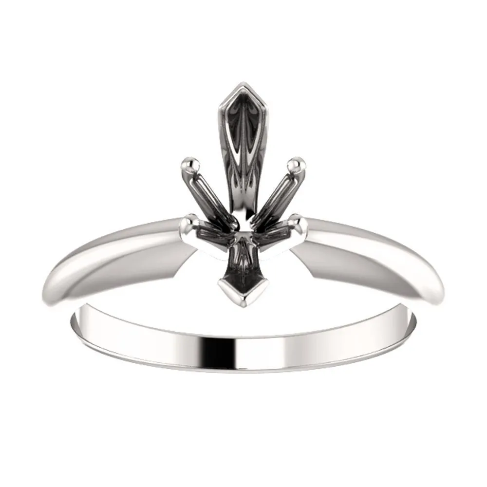 Platinum 6-Prong Marquise V-End Heavy Solitaire Engagement Ring , Size 6