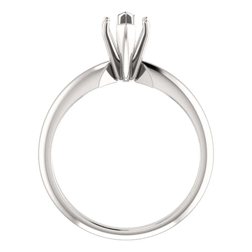 Platinum 6-Prong Marquise V-End Heavy Solitaire Engagement Ring , Size 6