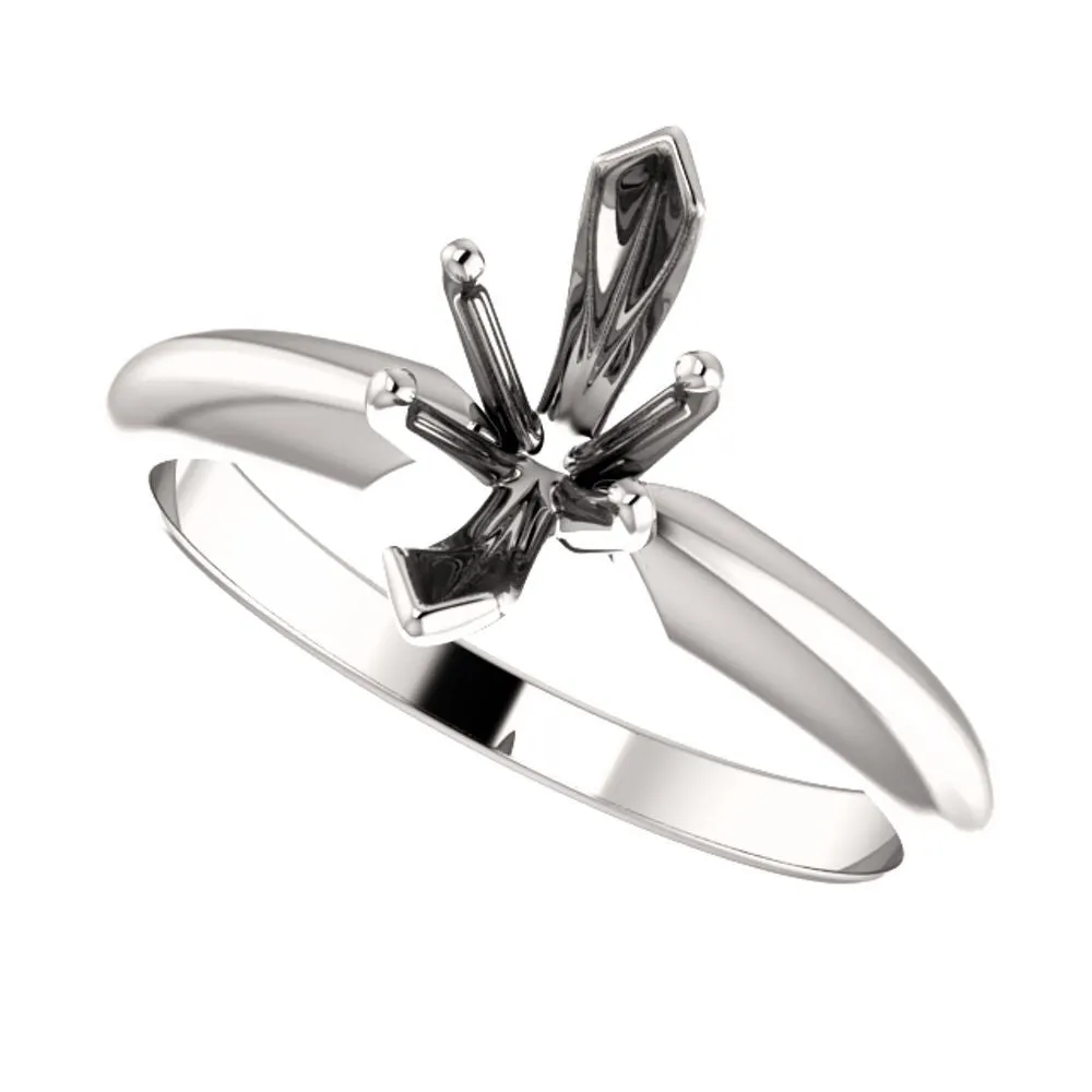 Platinum 6-Prong Marquise V-End Heavy Solitaire Engagement Ring , Size 6