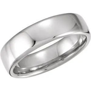 Platinum 6.5 mm European Half Round Band Size 9
