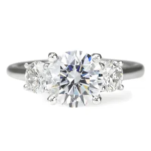 Platinum Prong-Set Three Stone Ring Mount