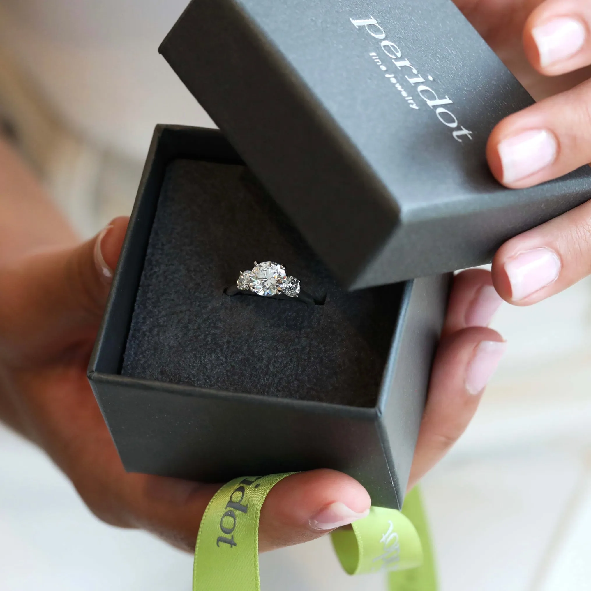 Platinum Prong-Set Three Stone Ring Mount