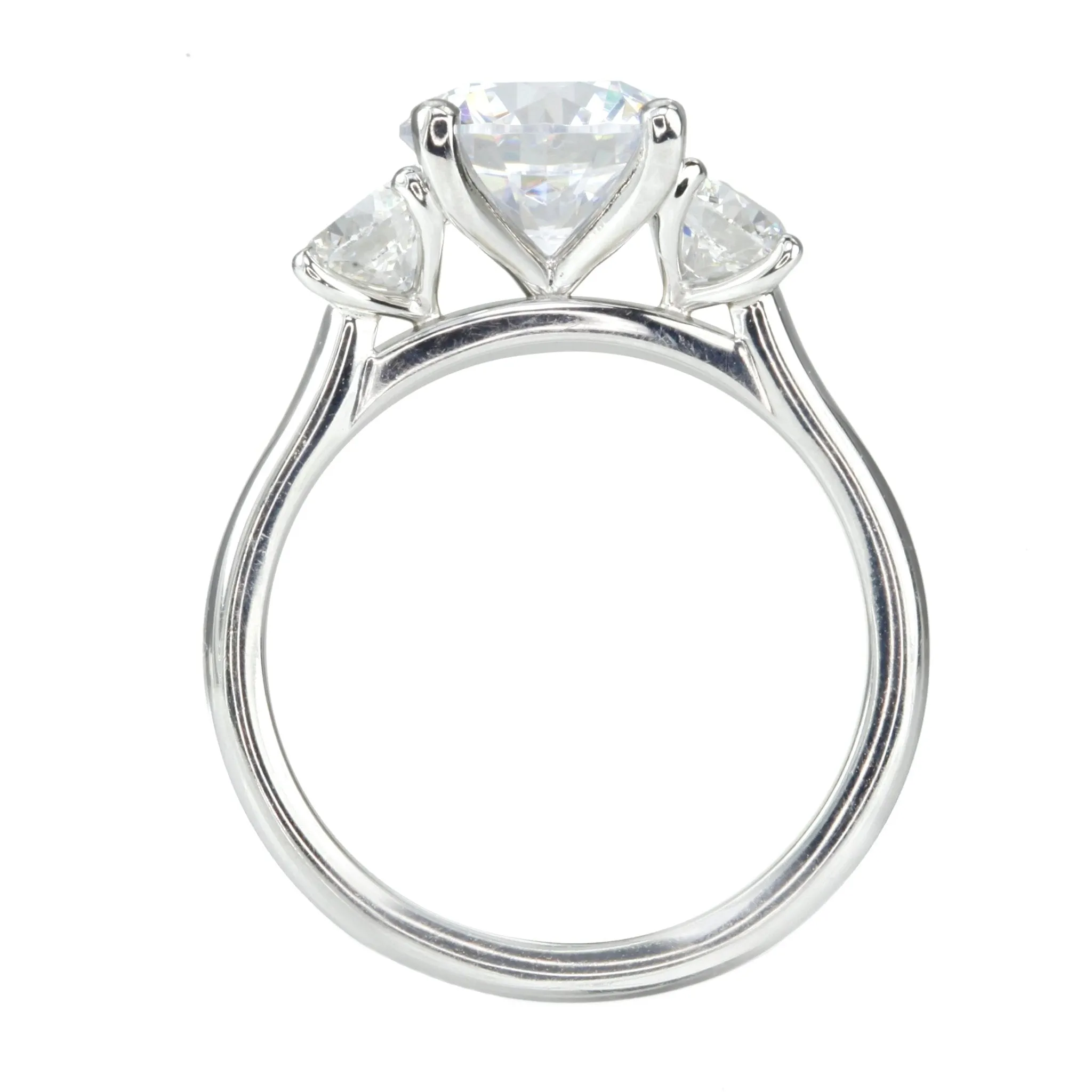 Platinum Prong-Set Three Stone Ring Mount