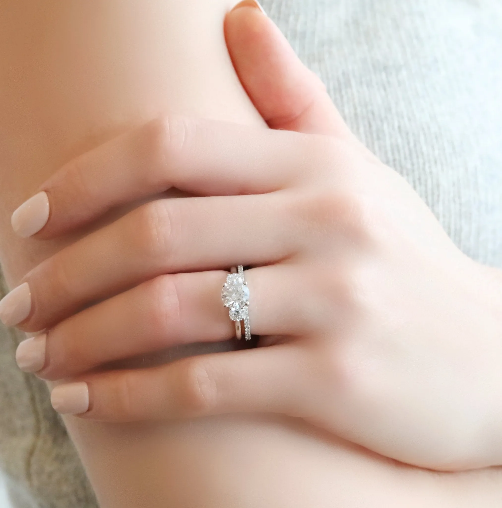 Platinum Prong-Set Three Stone Ring Mount