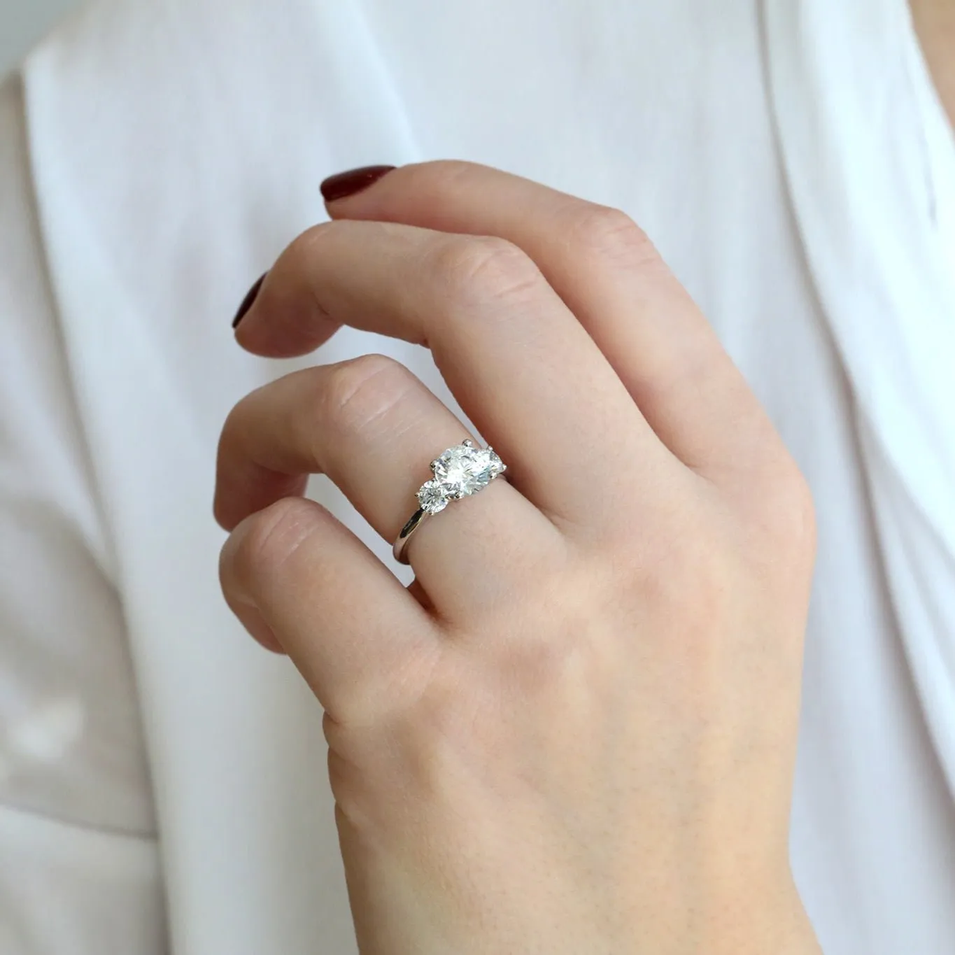 Platinum Prong-Set Three Stone Ring Mount