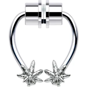 Pot Leaf Magnetic Septum Ring Horseshoe Non-Pierced Fake Nose Ring
