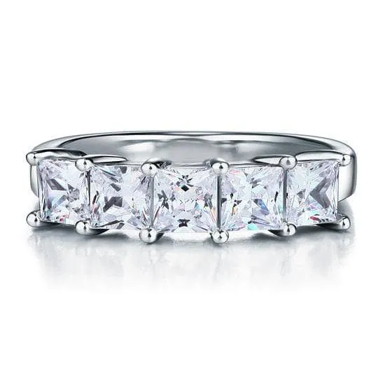 Princess Cut Five Stone 1.25 Ct Wedding Band