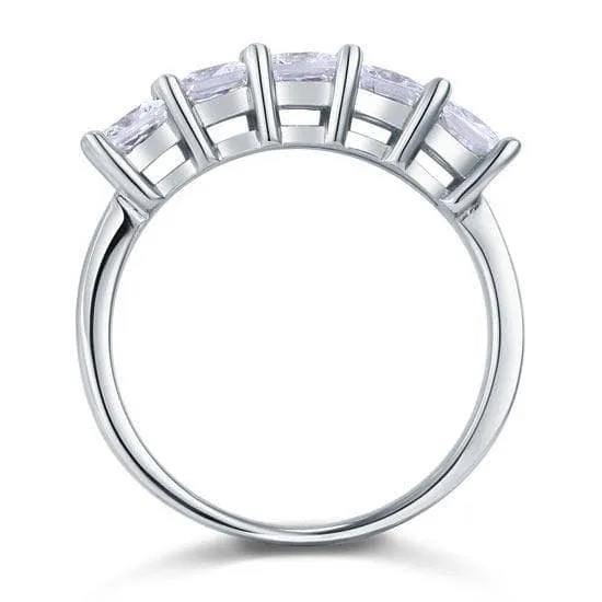 Princess Cut Five Stone 1.25 Ct Wedding Band