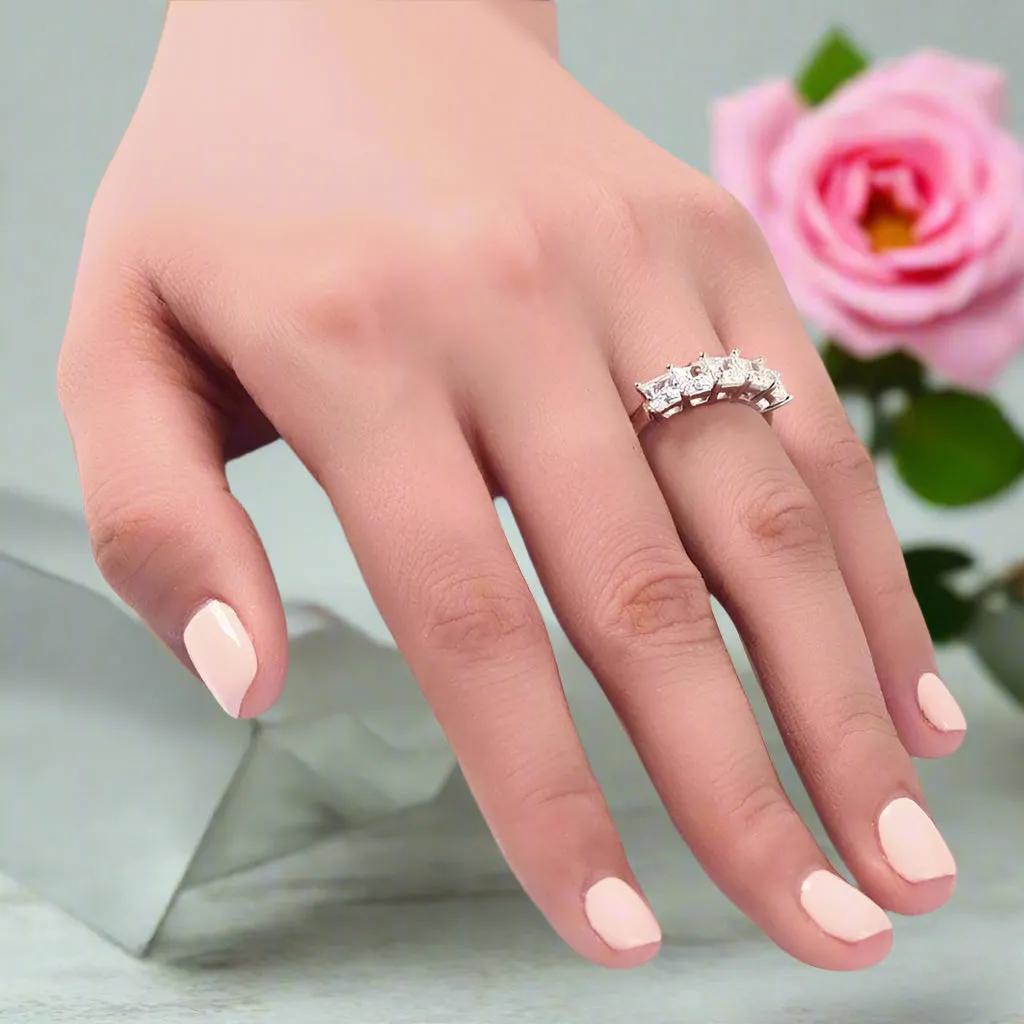 Princess Cut Five Stone 1.25 Ct Wedding Band