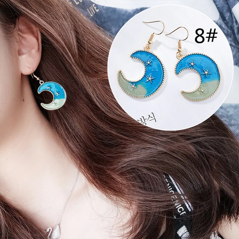 "BLUE STAR MOON PLANET" EARRINGS D042207