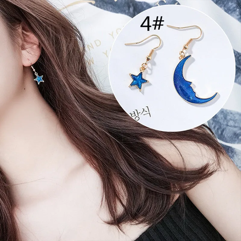 "BLUE STAR MOON PLANET" EARRINGS D042207