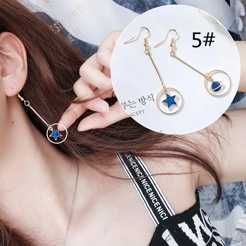 "BLUE STAR MOON PLANET" EARRINGS D042207