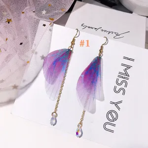 "PEARL TULLE BUTTERFLY WING" EARRINGS D042209