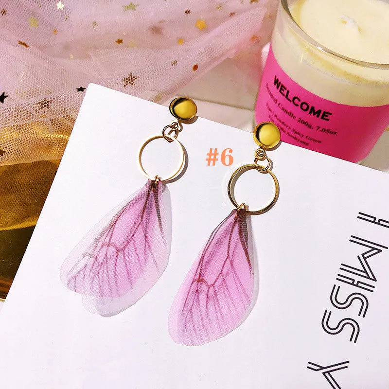 "PEARL TULLE BUTTERFLY WING" EARRINGS D042209