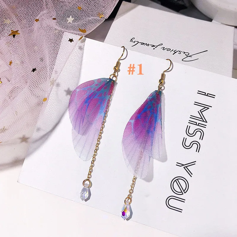 "PEARL TULLE BUTTERFLY WING" EARRINGS D042209