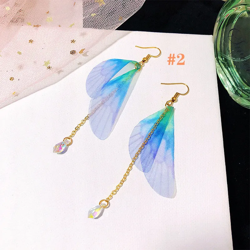 "PEARL TULLE BUTTERFLY WING" EARRINGS D042209