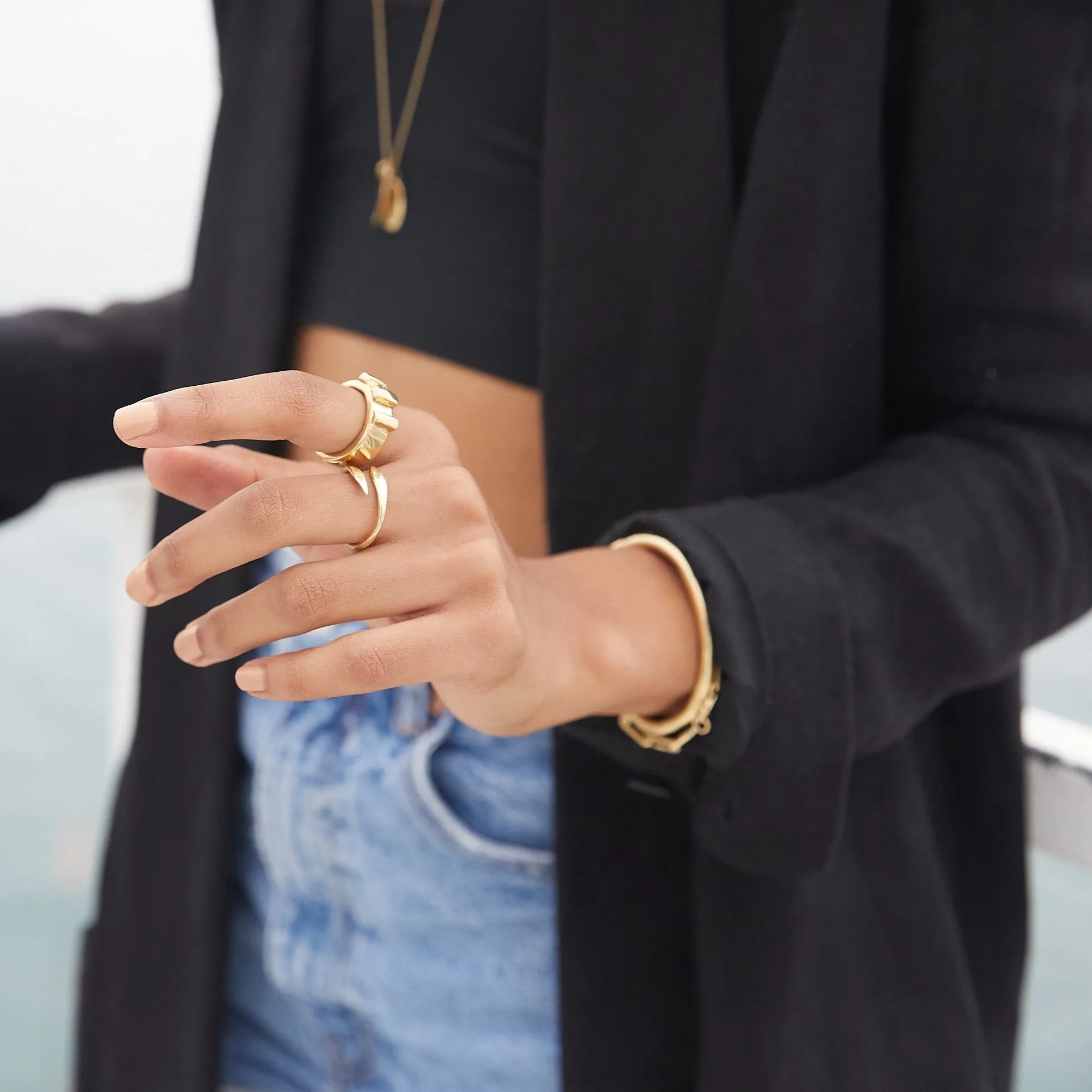 Raw Snake Ring - Gold