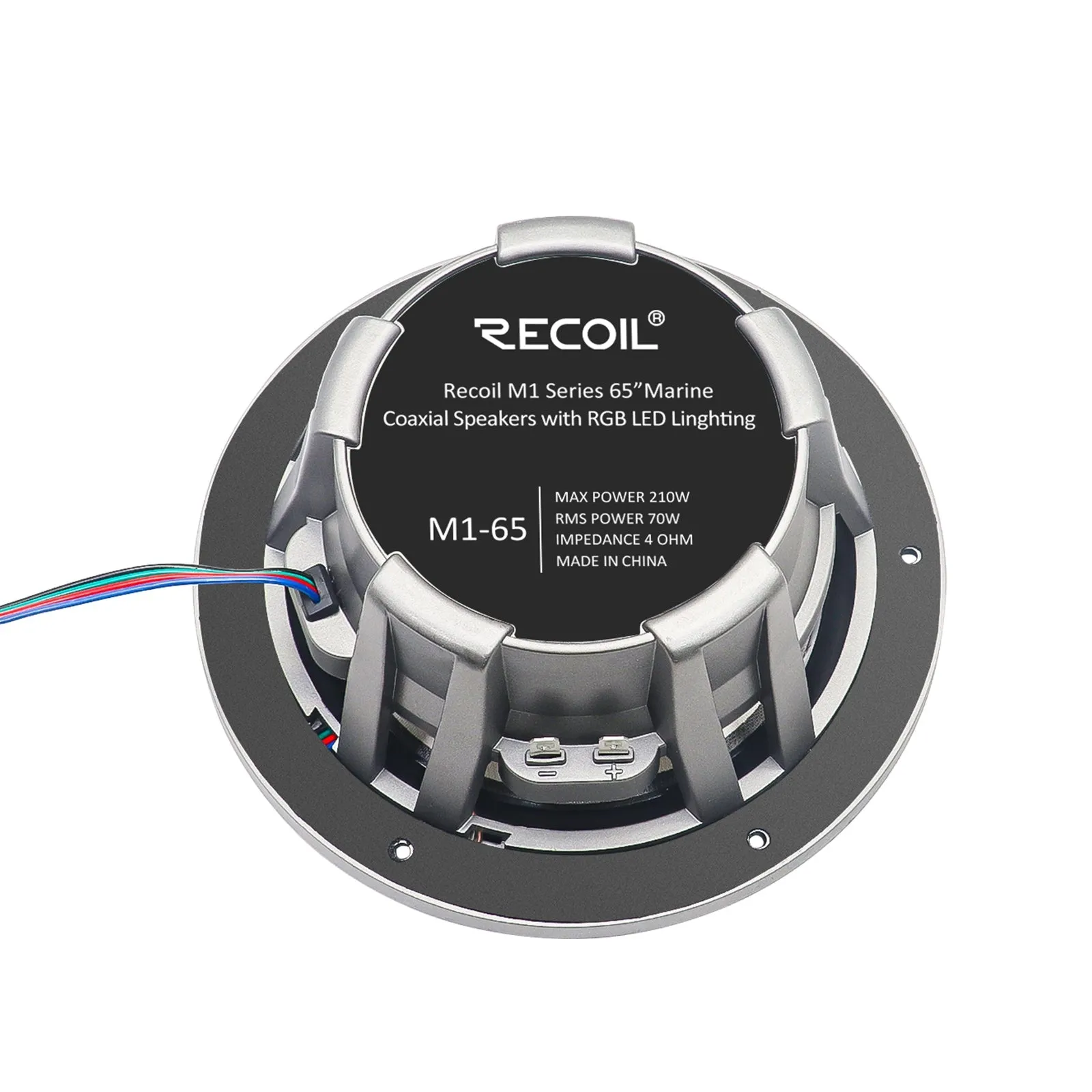 Recoil M1-65K 6.5 Inch 2-Way Marine Speakers with RGB LED Lighting 240W Max