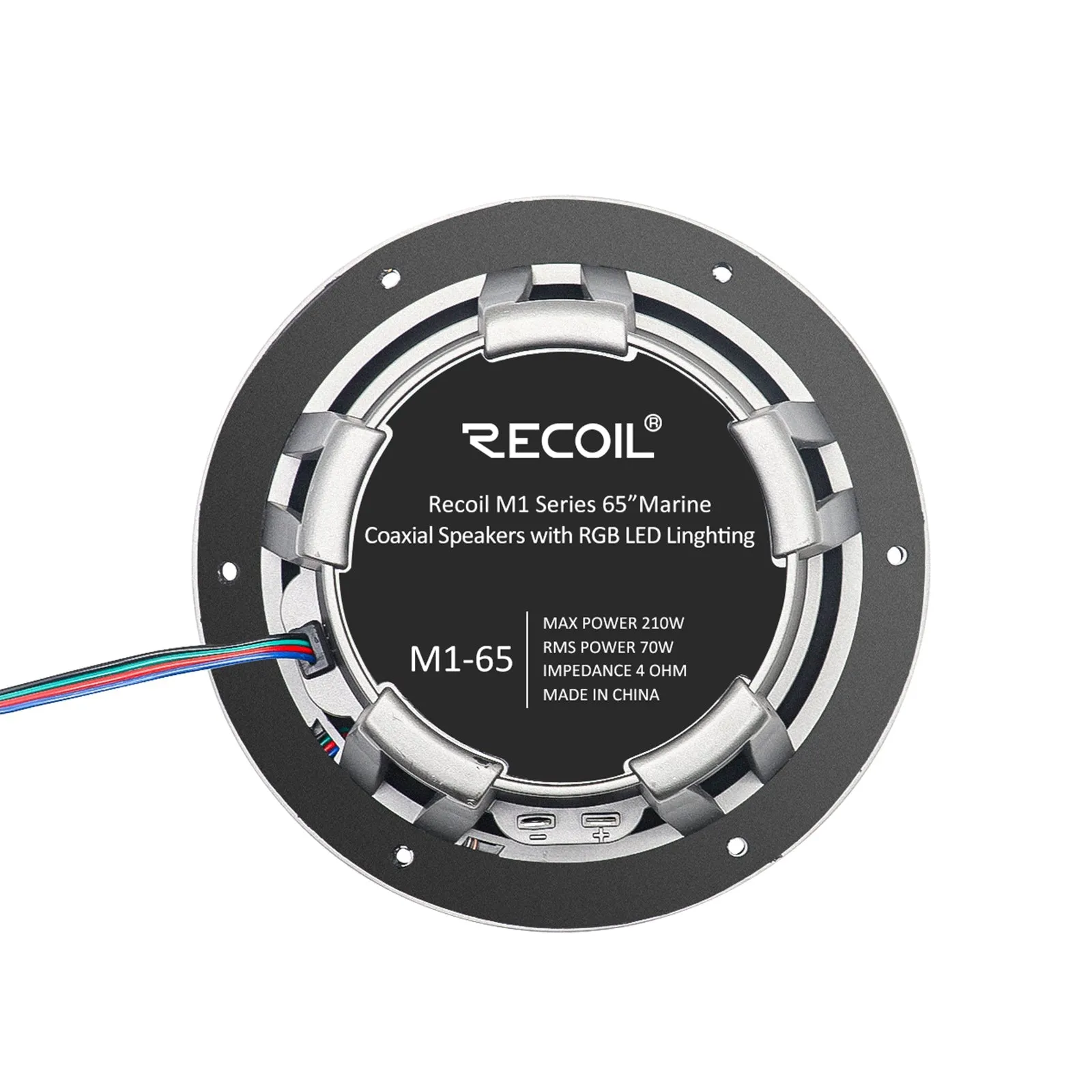 Recoil M1-65K 6.5 Inch 2-Way Marine Speakers with RGB LED Lighting 240W Max
