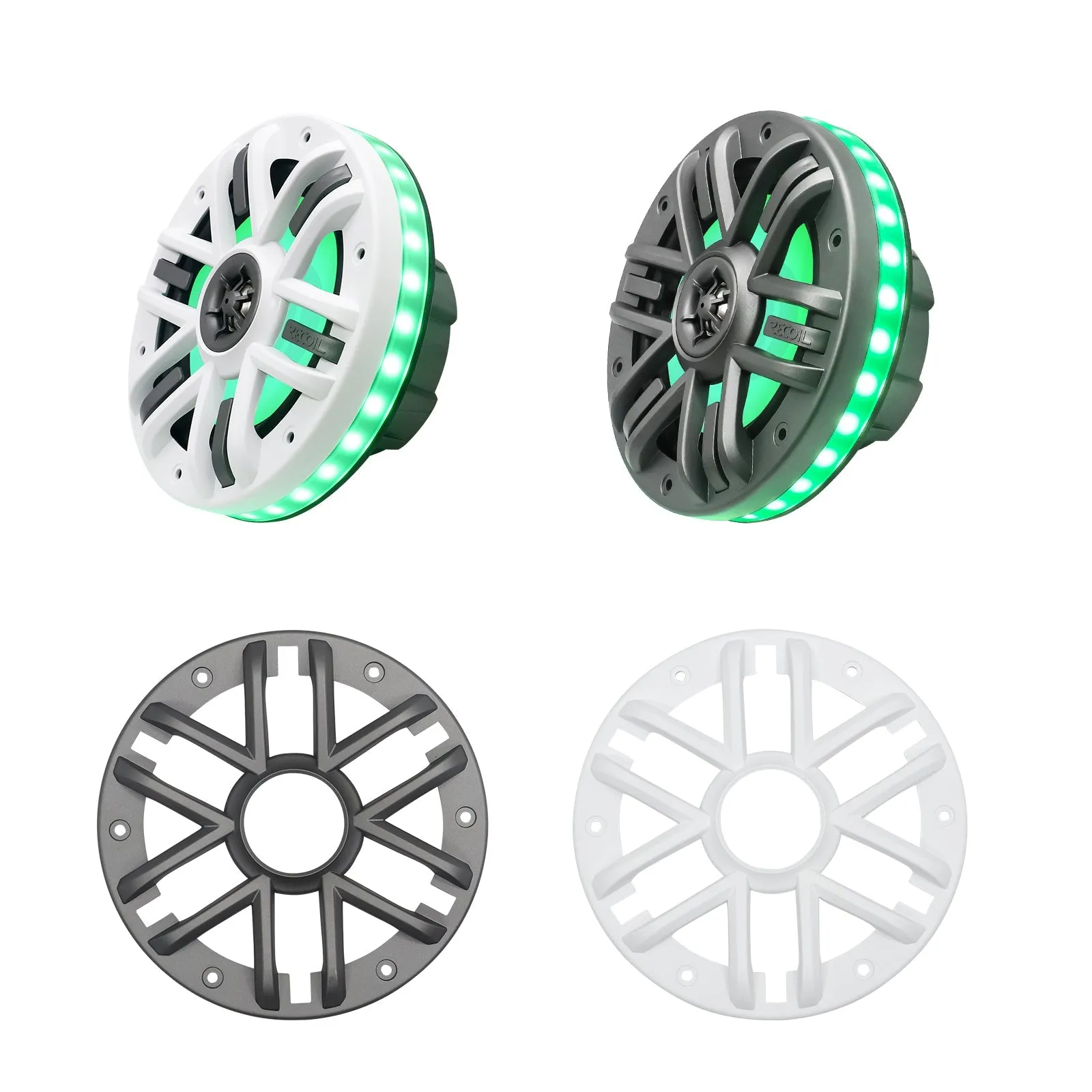 Recoil M1-65K 6.5 Inch 2-Way Marine Speakers with RGB LED Lighting 240W Max