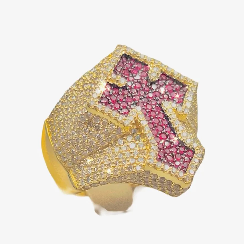 Red Ruby Cross Ring