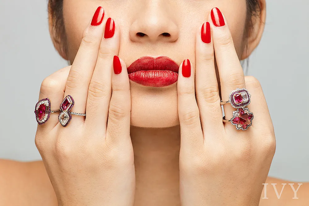 Red Spinel Burma and Diamond Ring