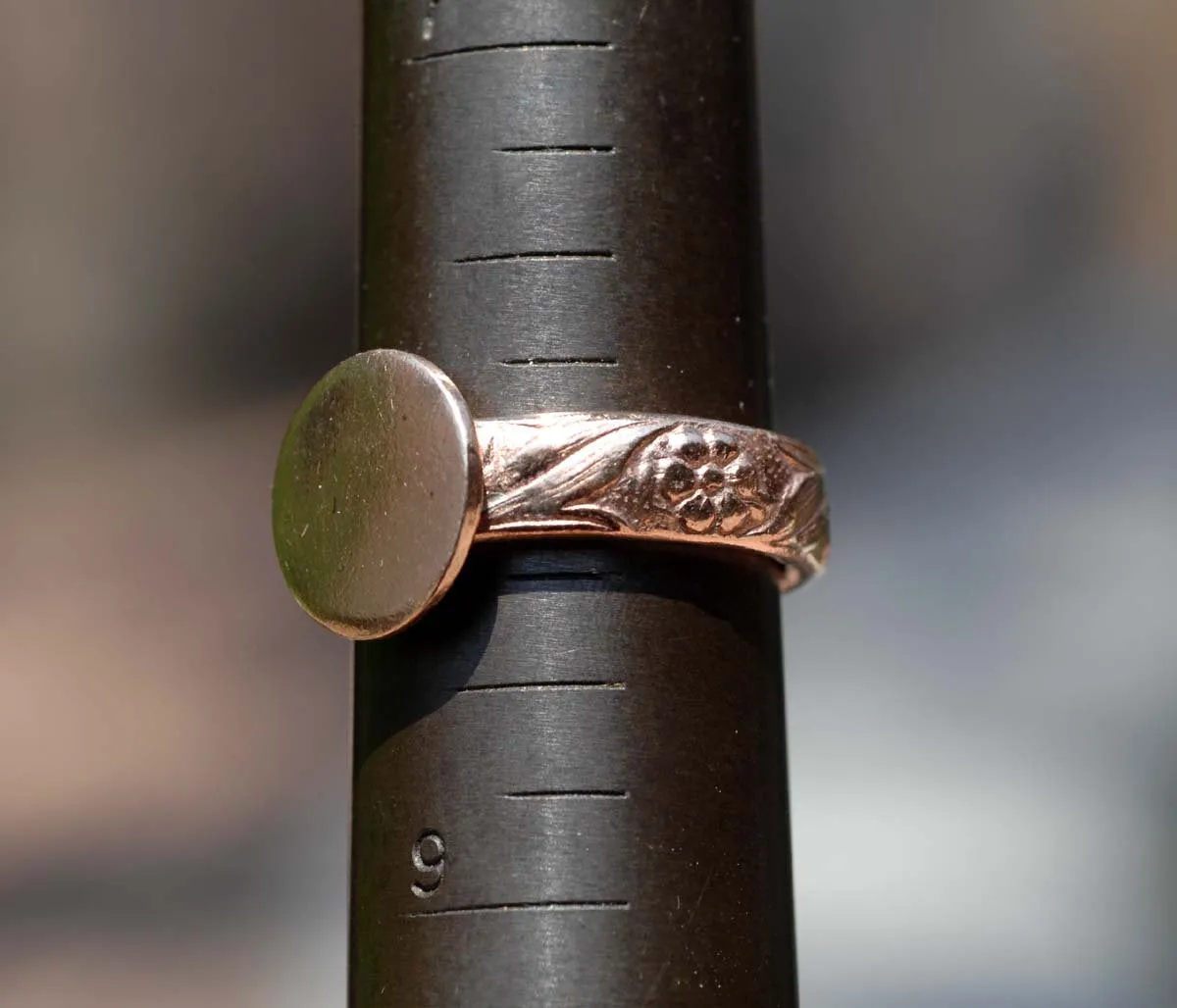 Ring Copper Flowers Wire Pattern Glue Pad Round for Gluing - Size 8 Handmade Ring Blanks, DIY Ring