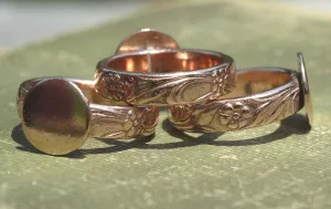 Ring Copper Flowers Wire Pattern Glue Pad Round for Gluing - Size 8 Handmade Ring Blanks, DIY Ring
