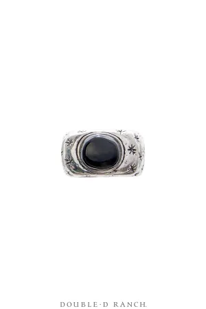 Ring, Dian Malouf, Onyx, Sterling Silver, Hallmark, Contemporary, 1671