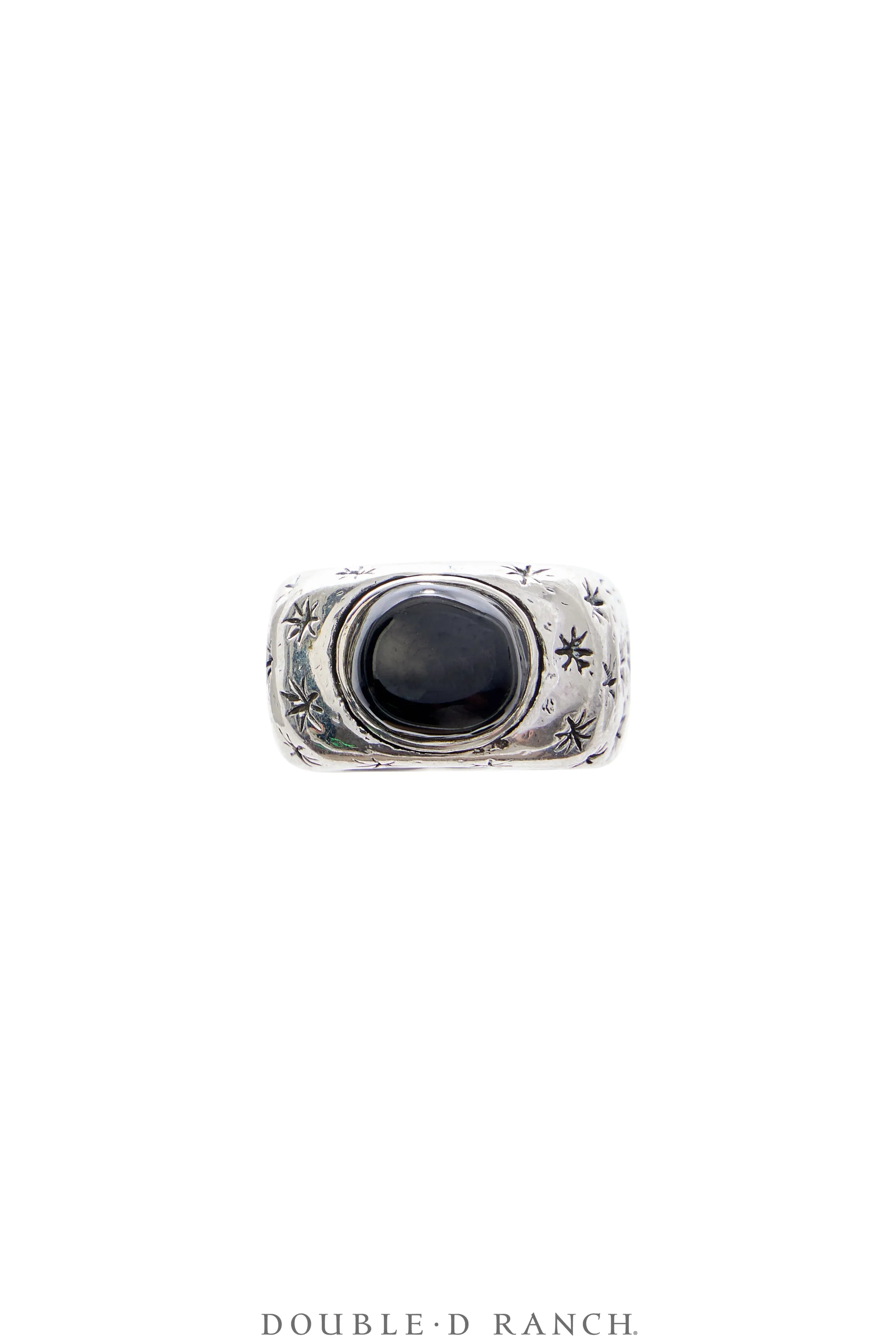 Ring, Dian Malouf, Onyx, Sterling Silver, Hallmark, Contemporary, 1671