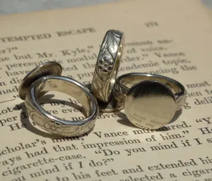 Ring Nickel Silver Flowers Wire Pattern Glue Pad Round for Gluing - Size 8 Handmade Ring Blanks, DIY Ring