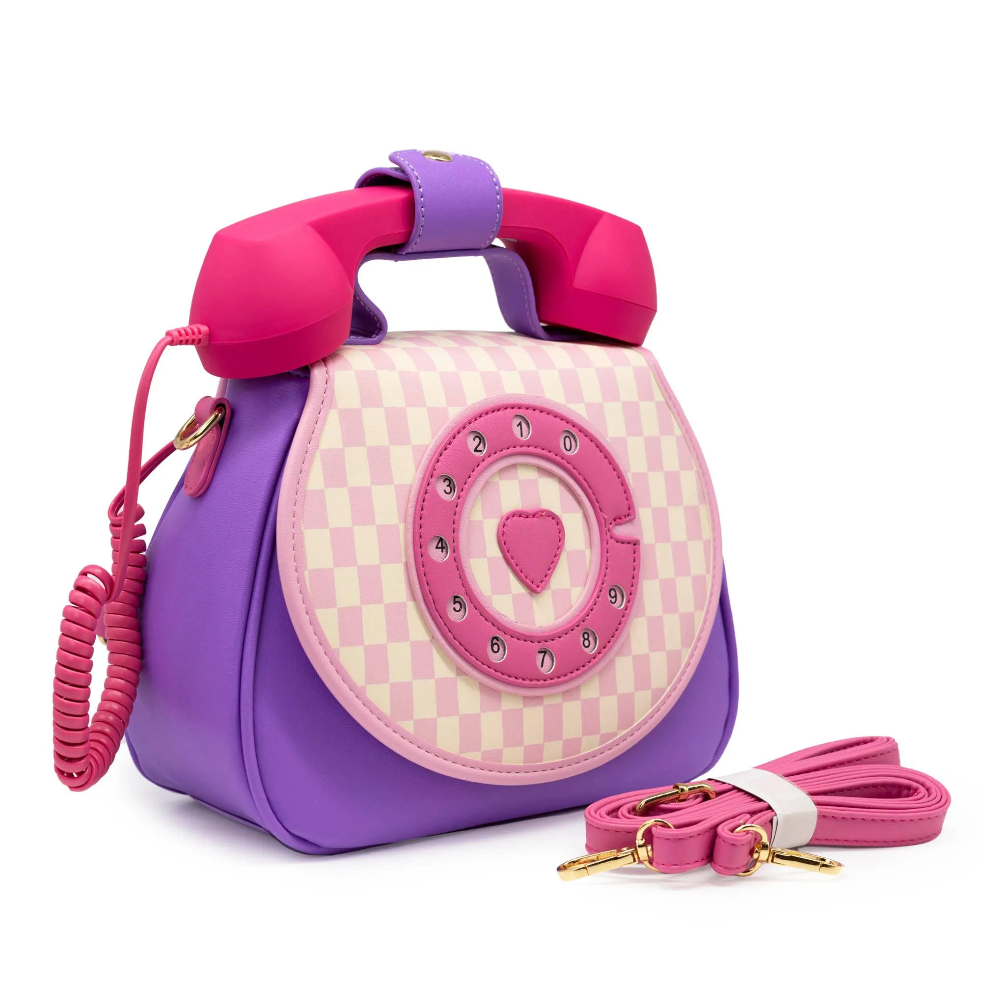 RING RING PHONE CONVERTIBLE HANDBAG - PASTEL CHECKERBOARD