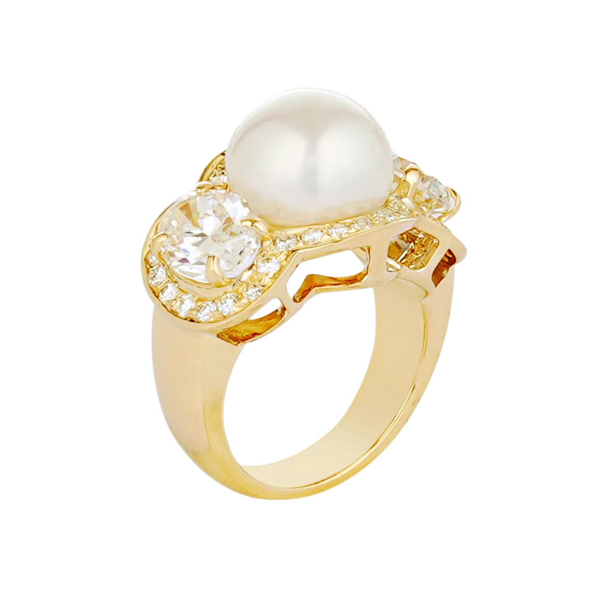 Ring - South Sea Pearl And Crystal