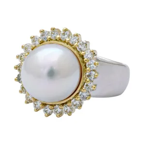 Ring-South Sea Pearl and Diamond  (6MM)