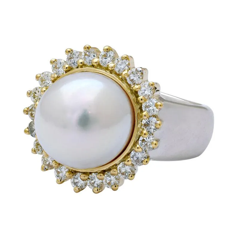 Ring-South Sea Pearl and Diamond  (6MM)