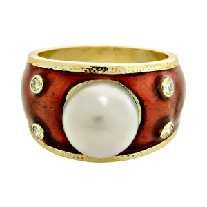 Ring-South Sea Pearl and Diamond (Enamel)  (1962I)