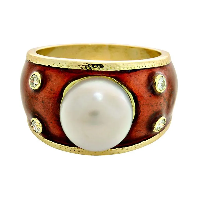 Ring-South Sea Pearl and Diamond (Enamel)  (1962I)