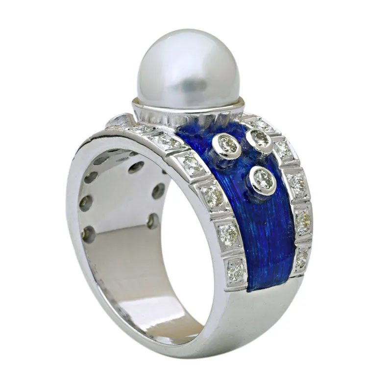 Ring-South Sea Pearl and Diamond (Enamel)