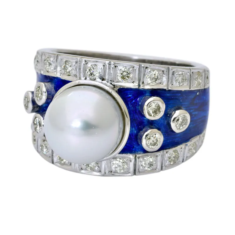 Ring-South Sea Pearl and Diamond (Enamel)