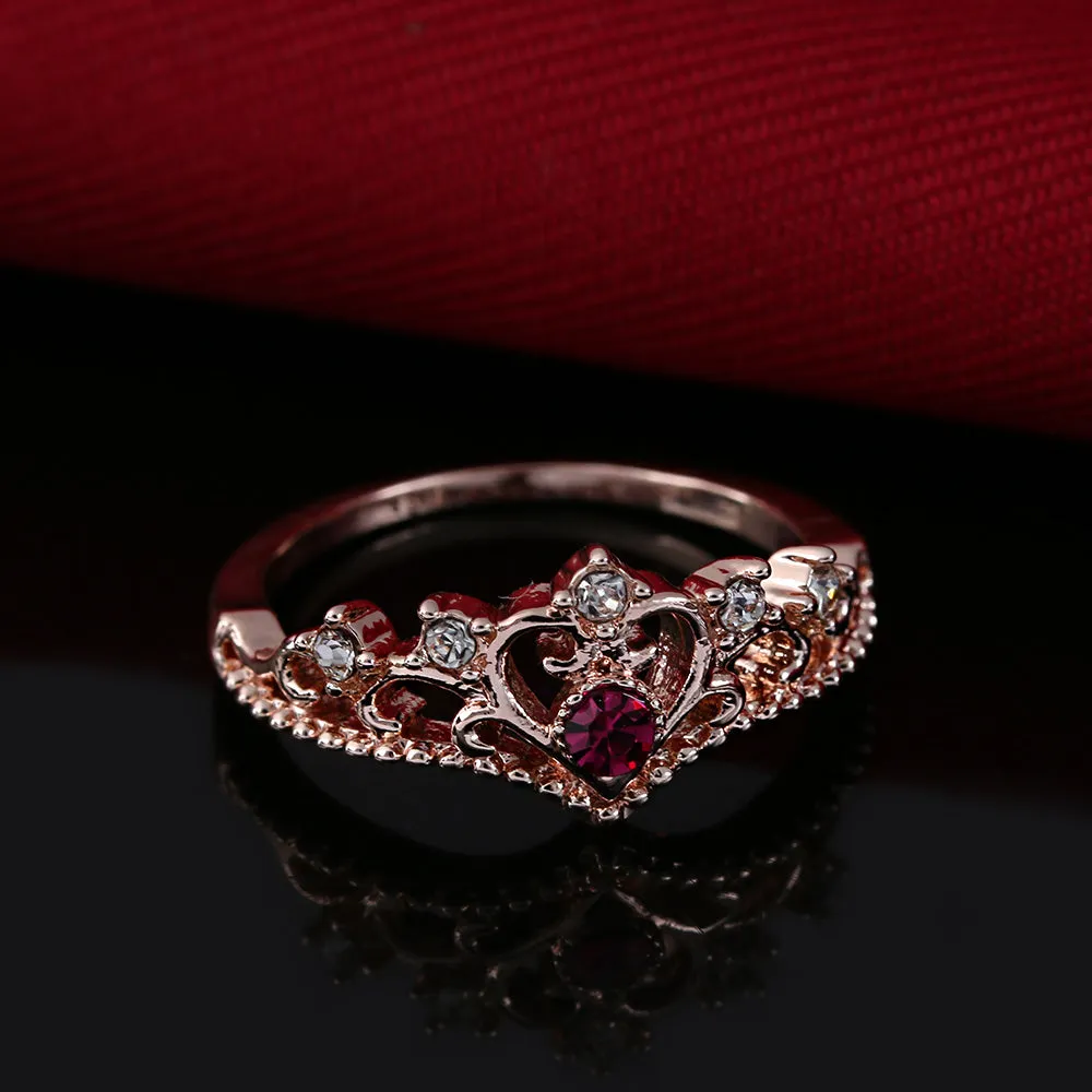 Rose Gold Crown Rhinestone Ring