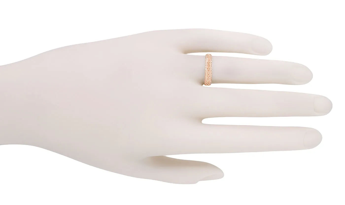 Rose Gold Edwardian Filigree Flowing Scrolls Wedding Band