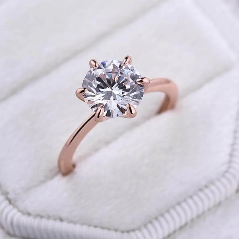 Rose Gold Round Cut Solitaire Engagement Ring