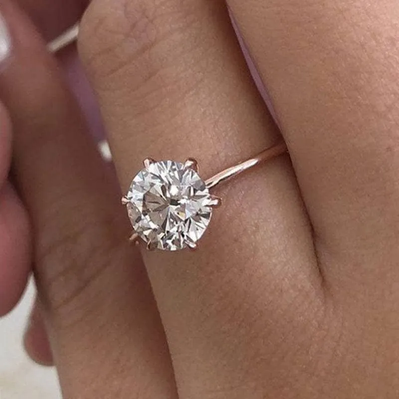 Rose Gold Round Cut Solitaire Engagement Ring