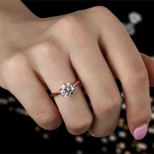Rose Gold Round Cut Solitaire Engagement Ring