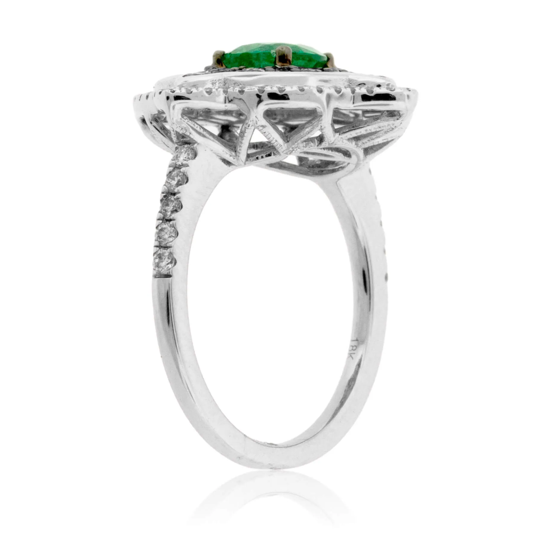 Round-Cut Emerald & Diamond Expanded Halo Ring