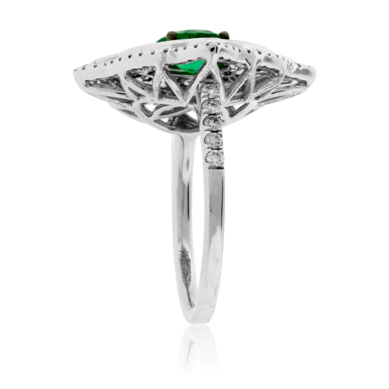 Round-Cut Emerald & Diamond Expanded Halo Ring