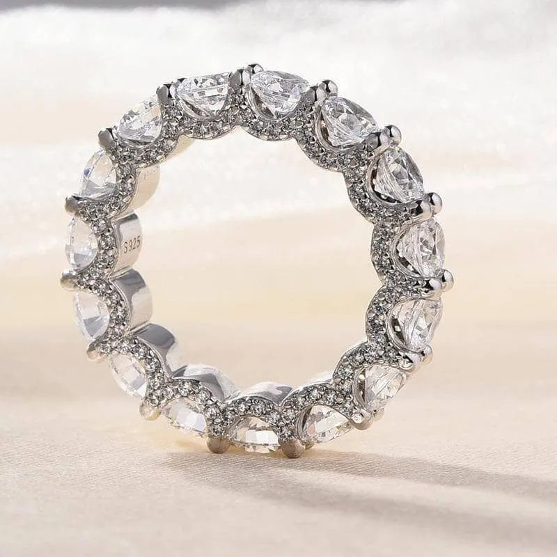 Round Cut Simulated Diamond Wedding Band In White Gold