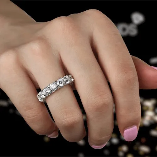 Round Cut Simulated Diamond Wedding Band In White Gold
