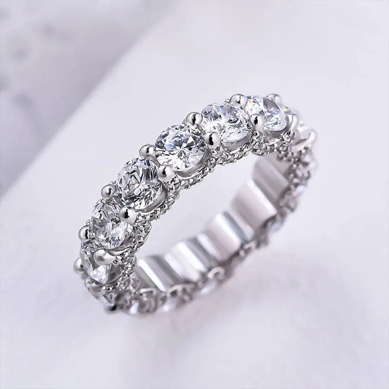 Round Cut Simulated Diamond Wedding Band In White Gold