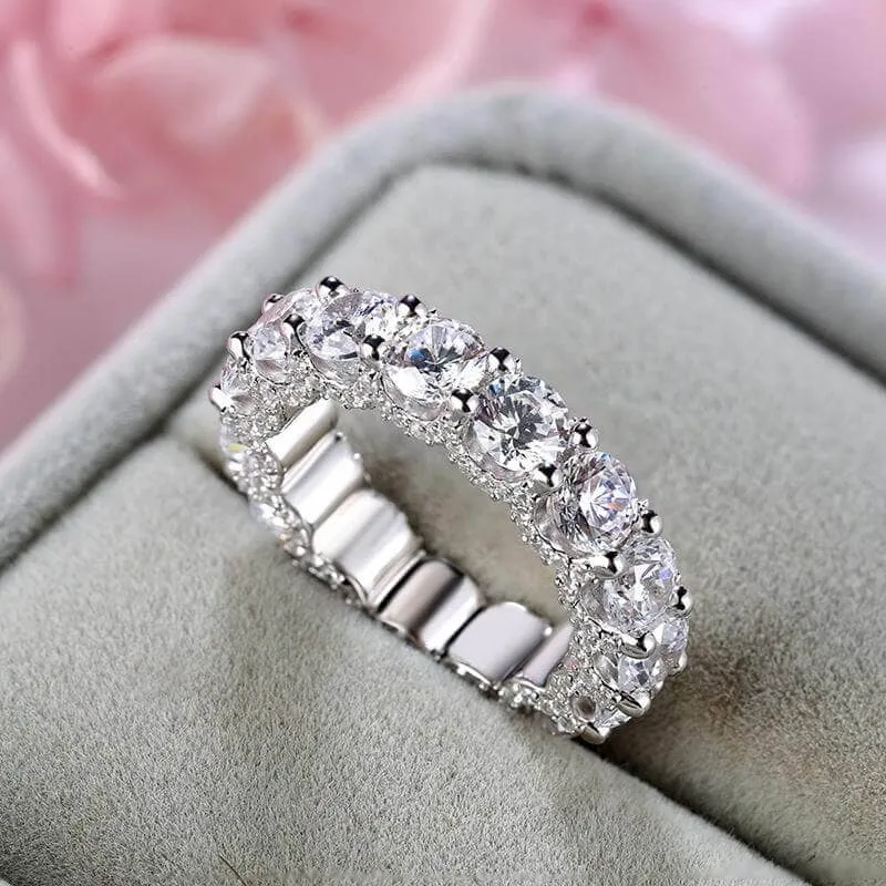 Round Cut Simulated Diamond Wedding Band In White Gold